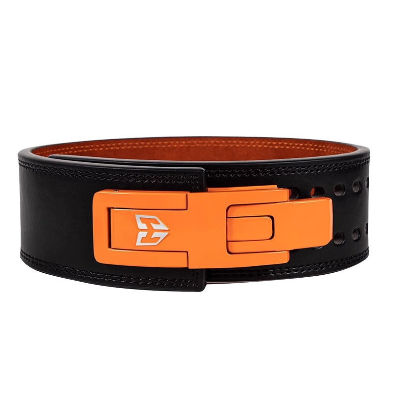 Power Lift Fitness Belt Quick Buckle Squat Hard Pull Cowhide Lever Quite Weight Lifting Bodybuilding Protective Gear