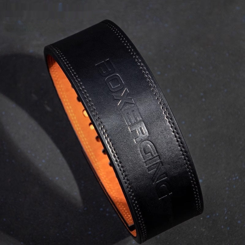 Power Lift Fitness Belt Quick Buckle Squat Hard Pull Cowhide Lever Quite Weight Lifting Bodybuilding Protective Gear